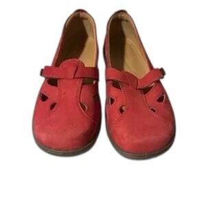 Hotter Nirvana Red Suede Mary Jane Leather Flats, NWOT